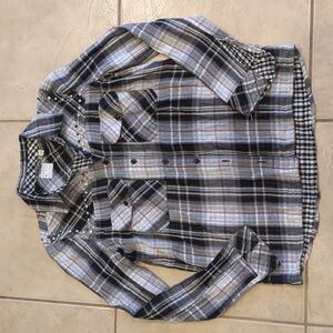Guess Plaid Western Top With Rhinestone Accents Size Small